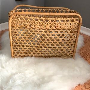 Vintage rattan magazine holder